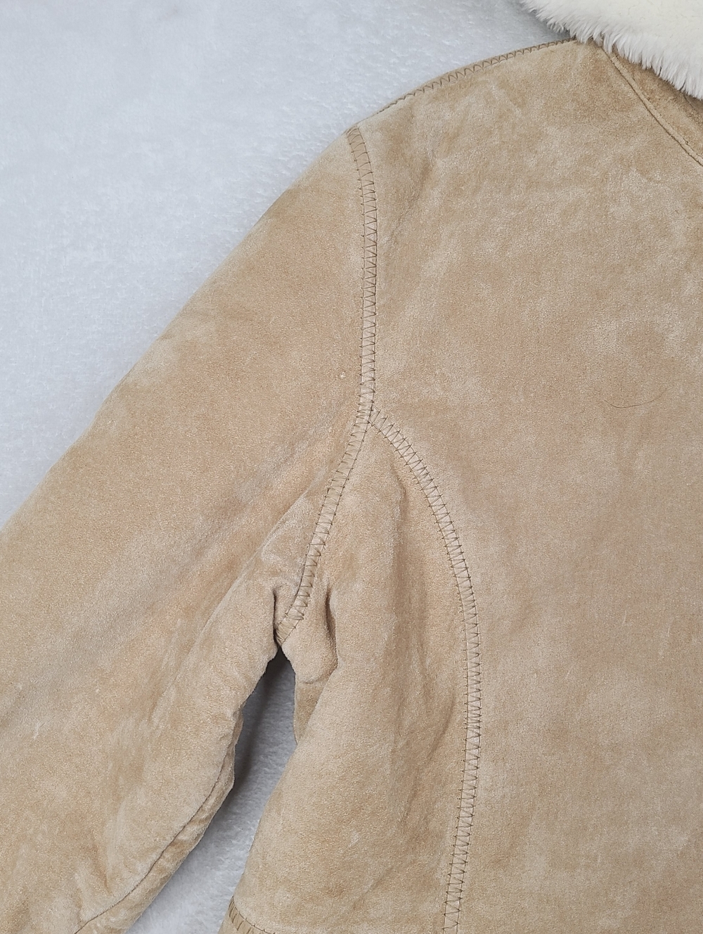 Vintage Fabio Penny Lane Suede Leather Coat Jacket Womens Large Tan Beige Lined - Picture 15 of 16